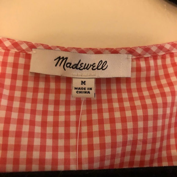 Tomato Red Madewell Embroidered Checkered Tank Top New With Tags size Medium - Picture 4 of 7